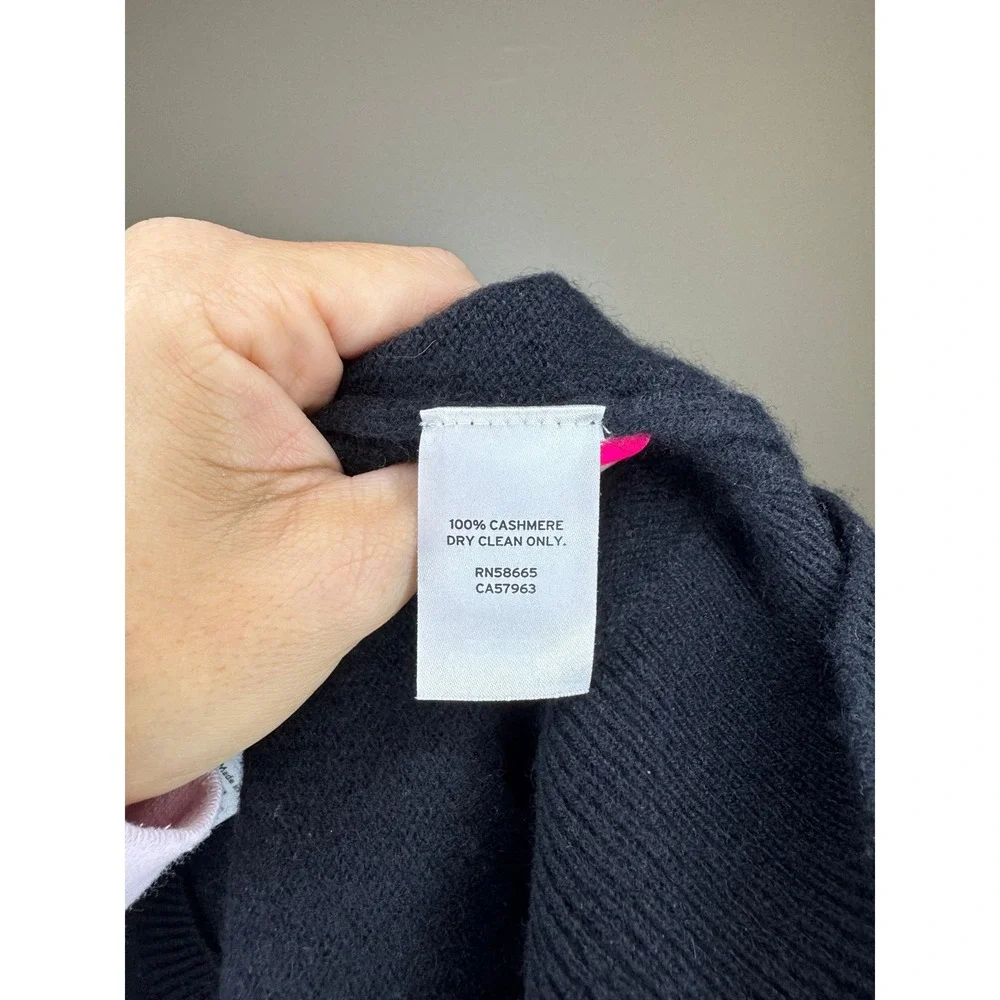 Nordstrom Womens Navy Blue 100% Cashmere Crewneck Long Sleeve Sweater XS RN58665